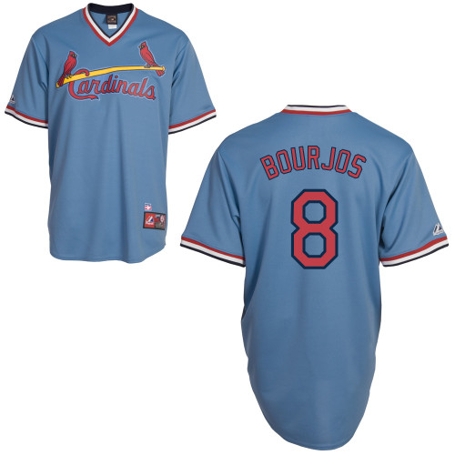 Peter Bourjos #8 MLB Jersey-St Louis Cardinals Men's Authentic Blue Road Cooperstown Baseball Jersey